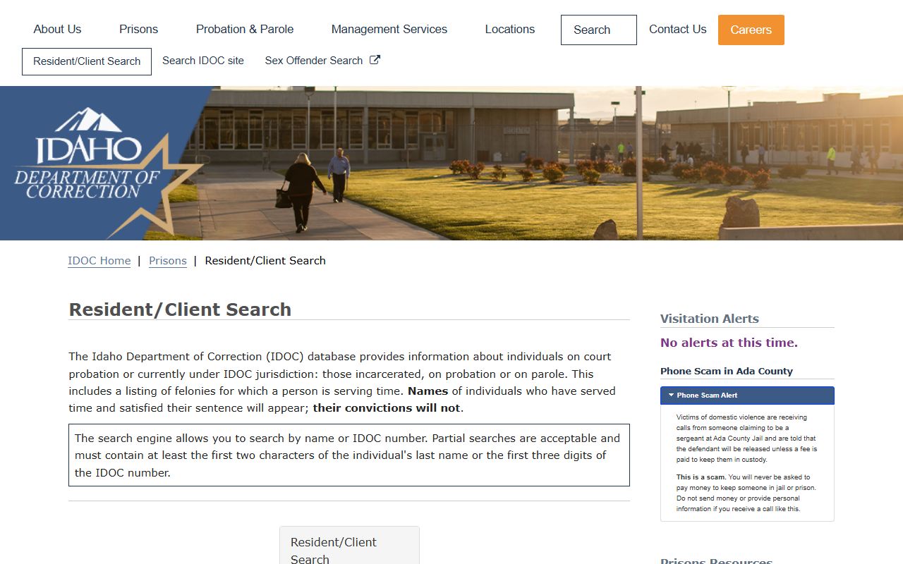 Clark County inmate search IDOC resident client search