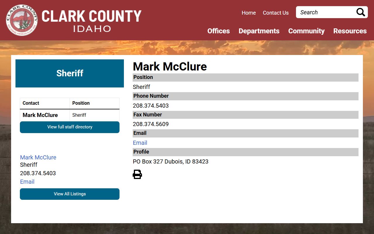 Clark County Jail contact profile for sheriff and jail records